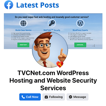 Link to TVCNet.com Website Hosting Facebook account